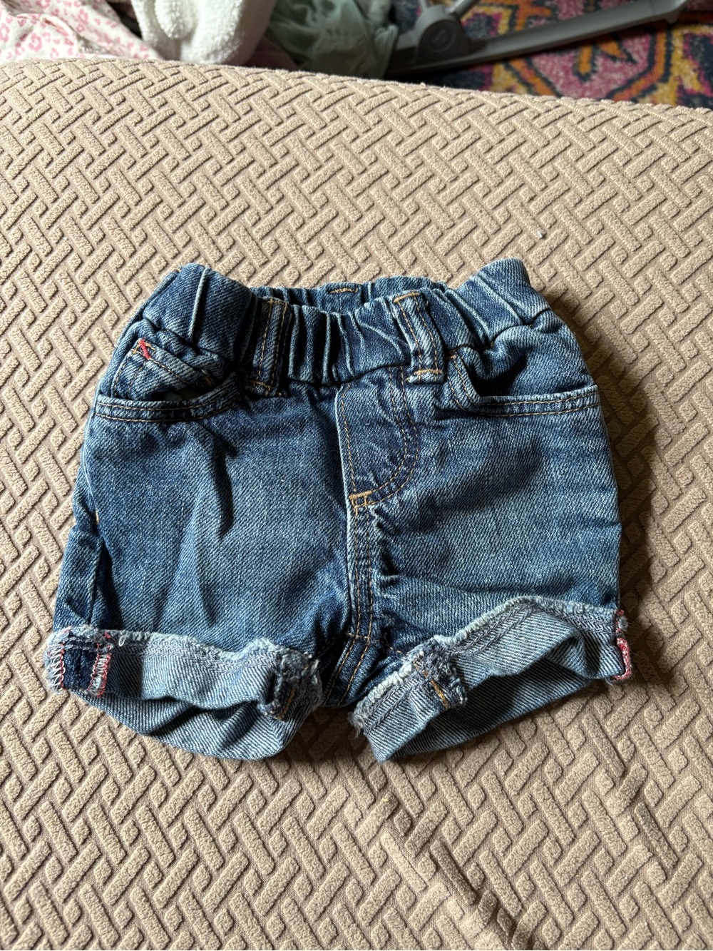 GAP Baby Denim Shorts in Light Blue with Gold Stitching